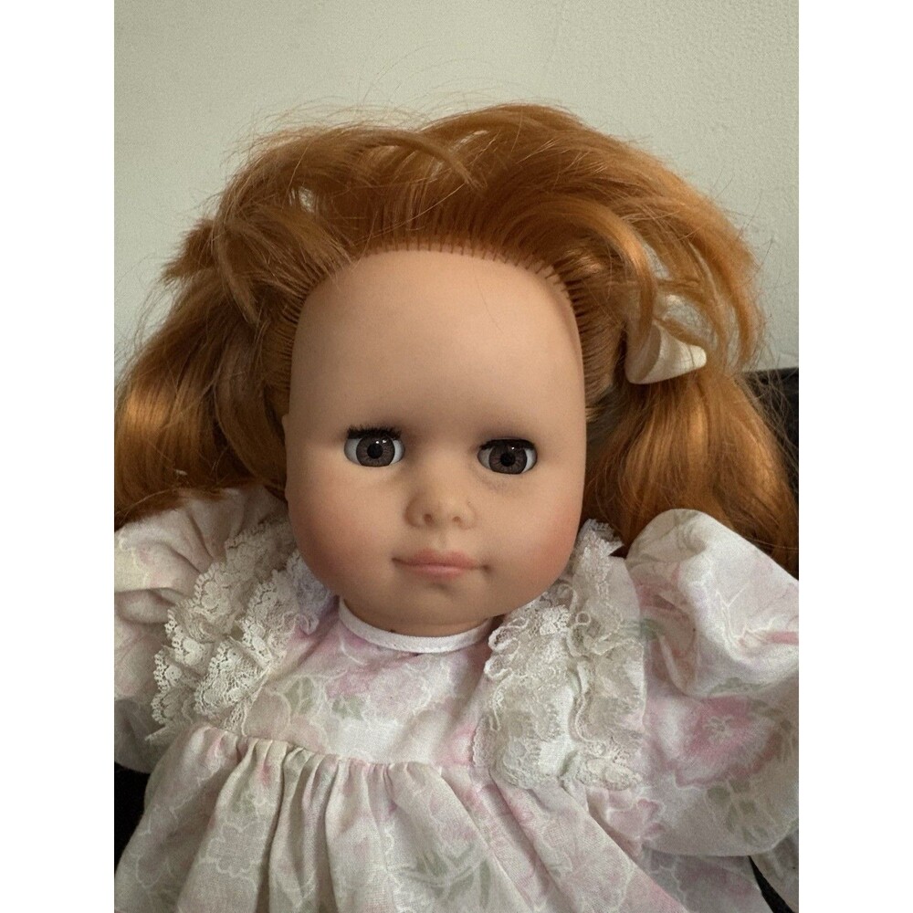 Vintage Götz Puppe 15.5” German Doll Red Hair Brown Sleep Eyes Floral Outfit